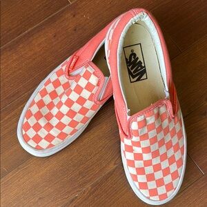 Vans Salmon and White Slip-On Sneakers Canvas Upper